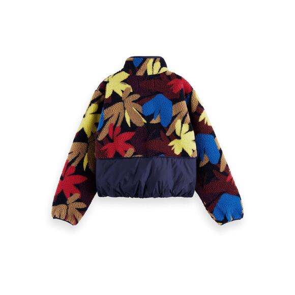 SCOTCH & SODA Teddy Fleece Anorak Flower Camo Blue Zip Up Jacket Size XS - Picture 4 of 11
